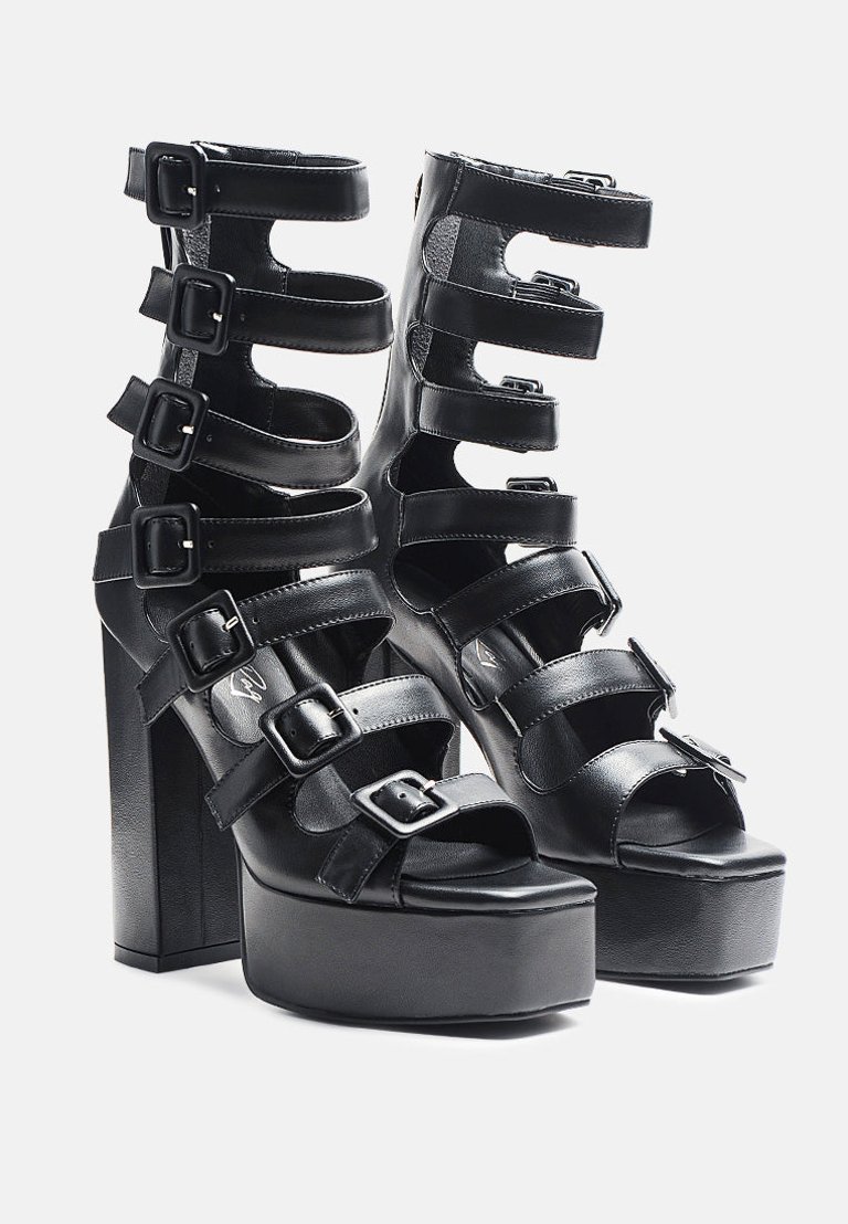 Sarouchi Caged Gladiator Platform Sandals