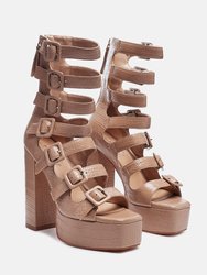 Sarouchi Caged Gladiator Platform Sandals