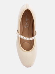 Sassie Pearl Embellished Ballerina Flats