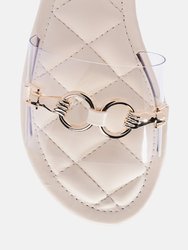 Scoth Clear Buckled Quilted Slides