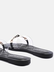 Scoth Clear Buckled Quilted Slides