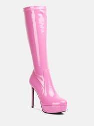 Shawtie High Heel Stretch Patent Calf Boots