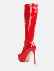Shawtie High Heel Stretch Patent Calf Boots