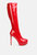 Shawtie High Heel Stretch Patent Calf Boots - Red