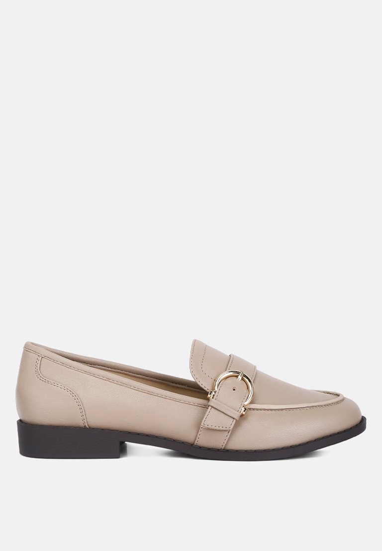 Sheboss Buckle Detail Loafers - Taupe