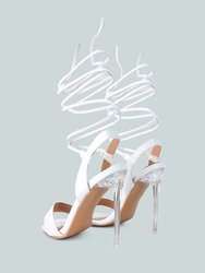 Sheeny Clear Stiletto Lace Up Heels