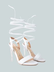 Sheeny Clear Stiletto Lace Up Heels