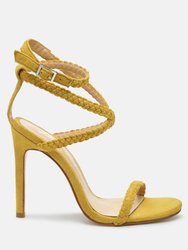 Sherri High Heeled Faux Suede Sandals - Yellow
