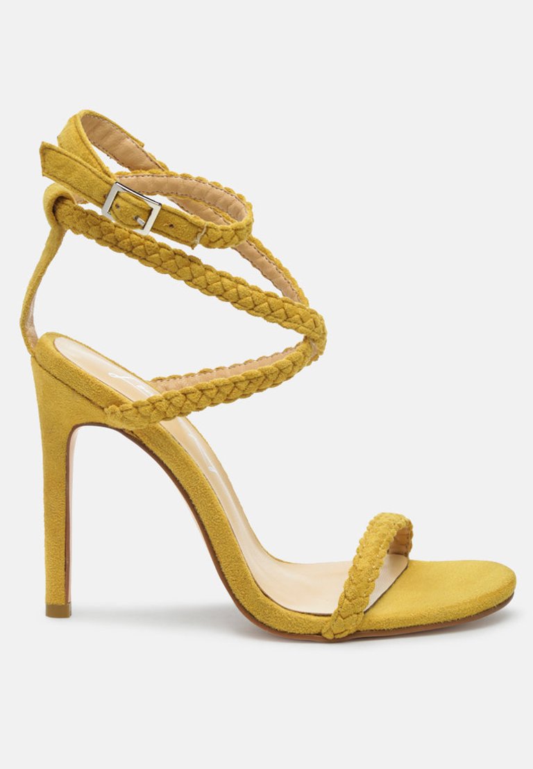 Sherri High Heeled Faux Suede Sandals - Yellow