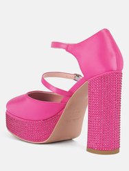 Shiver Rhinestones Embellished Platform Mary Jane Sandals