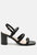 Slater Croc Skin Faux Leather Block Heel Sandals - Black