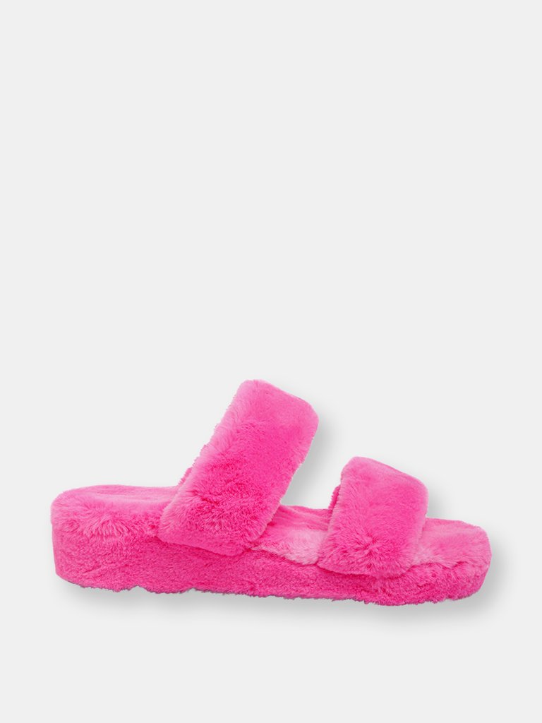 Smoothie Fur Slip-On Flats - Pink