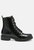 Snac Lace up Croc Textured Ankle Boots - Black