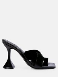 Snatched Intertwined Toe Ring Heeled Sandals - Black