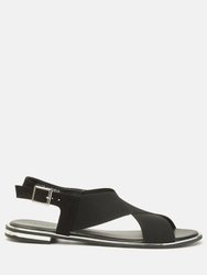 Snuggle Slingback Flat Sandals - Black