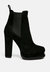 Spire Suede Block Heeled Boots - Black