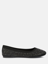 Splash Rhinestones Embellished Ballet Flats - Black