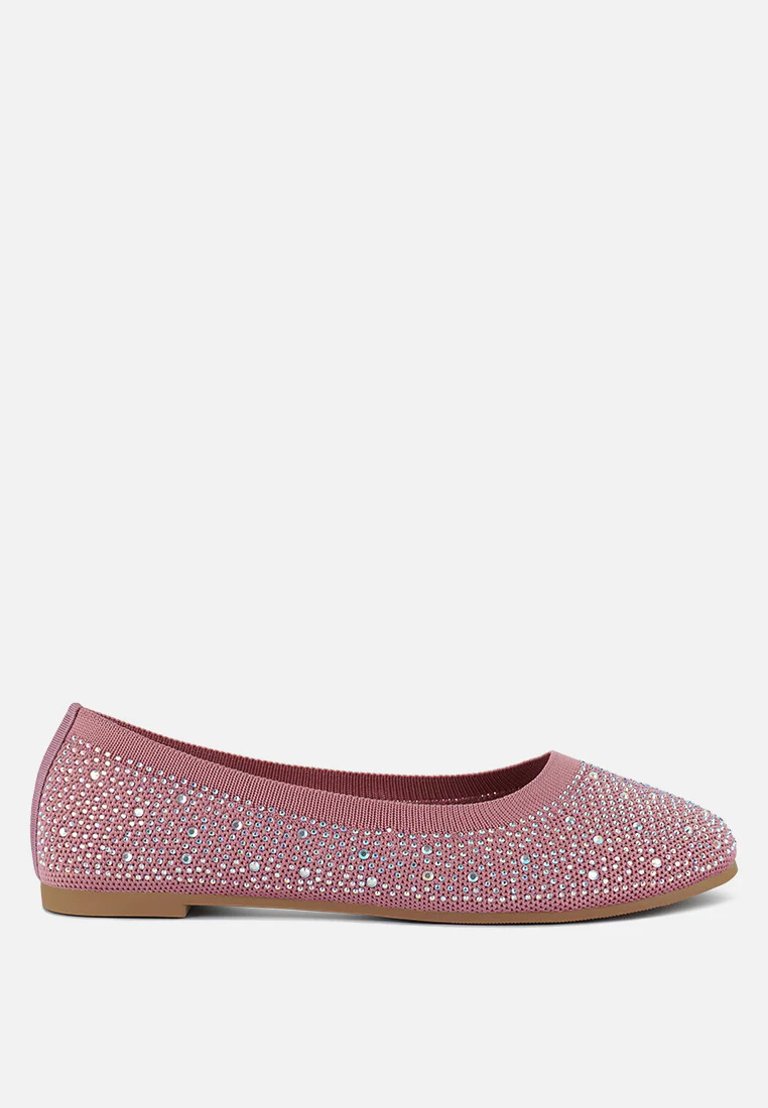 Splash Rhinestones Embellished Ballet Flats - Pink