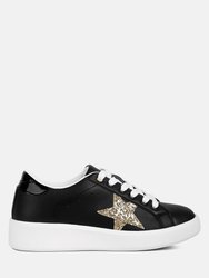 Starry Glitter Star Detail Sneakers - Black