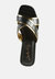 Stellar Gold Line Croc Sculpted Heel Sandals