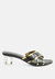 Stellar Gold Line Croc Sculpted Heel Sandals - Black