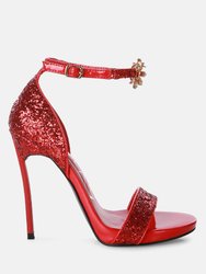 Straight Fire High Heel Glitter Stilettos - Red