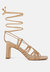 Strings Attach Lace Up Italian Block Heel Sandals - Camel