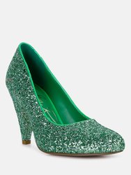 Sugar Plum Glitter Conical Heel Pumps