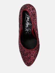 Sugar Plum Glitter Conical Heel Pumps