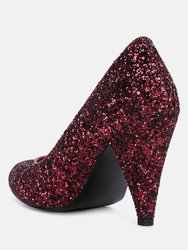 Sugar Plum Glitter Conical Heel Pumps