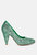 Sugar Plum Glitter Conical Heel Pumps - Green