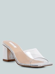 Sun Drop Translucent Strap Block Heel Sandals