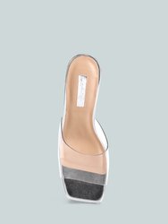 Sun Drop Translucent Strap Block Heel Sandals