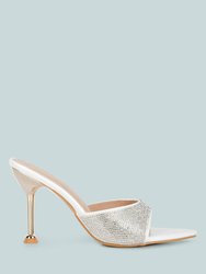 Sundai Rhinestone Embellished Stiletto Sandals - White