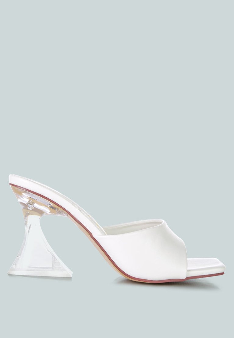 Sweet16 Clear Spool Heel Sandals - White