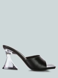 Sweet16 Clear Spool Heel Sandals - Black