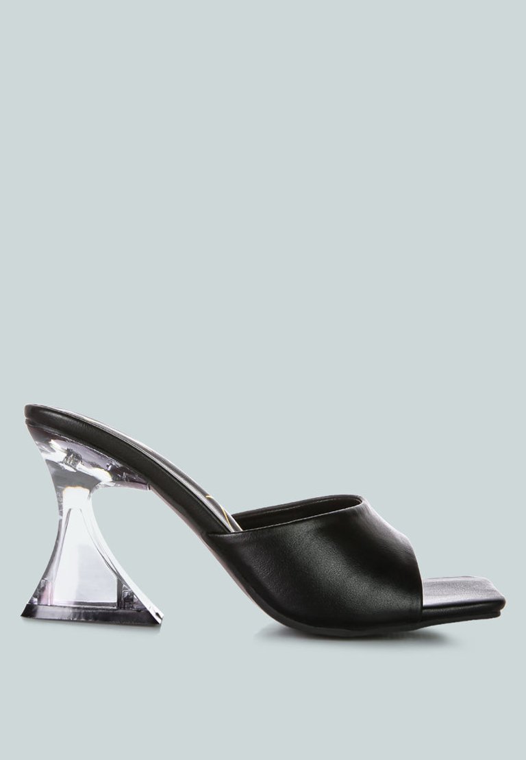 Sweet16 Clear Spool Heel Sandals - Black