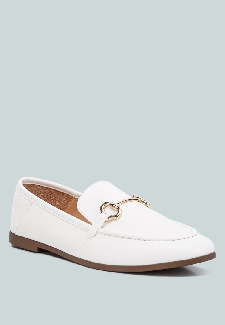 Talula Horsebit Embellished Faux Leather Loafers