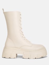 Tatum Combat Boots - Ecru