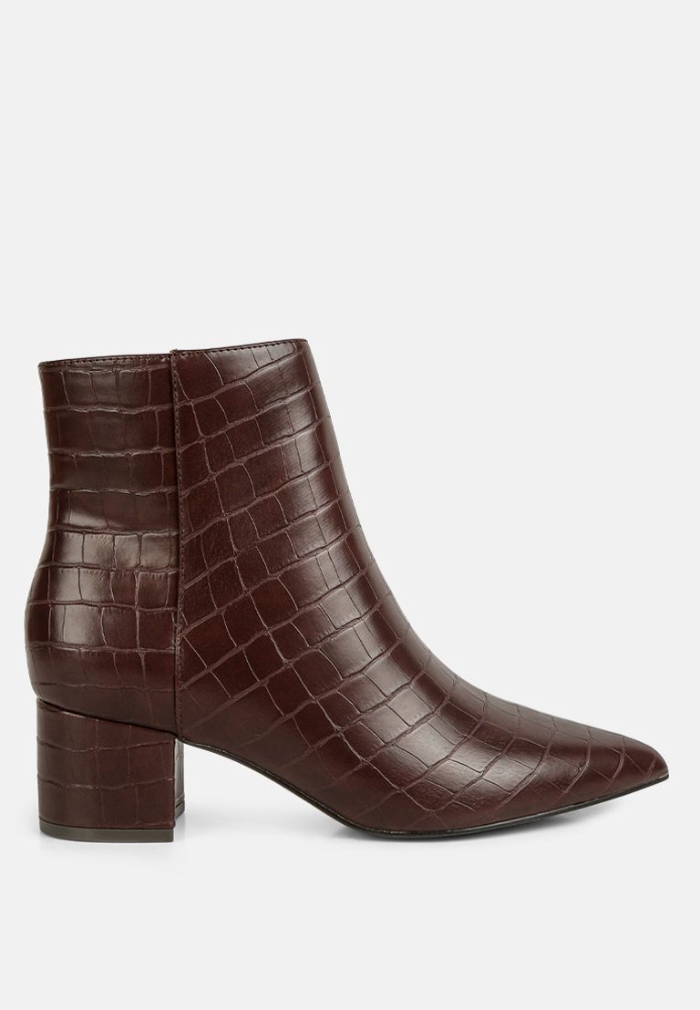 Thalia Pointed Toe Ankle Boots - Brown