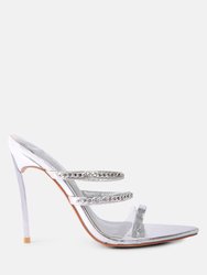 Tickle Me Toe Ring Stiletto Sandals - Silver