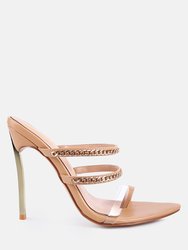 Tickle Me Toe Ring Stiletto Sandals - Latte