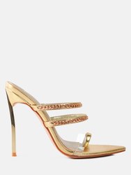 Tickle Me Toe Ring Stiletto Sandals - Gold