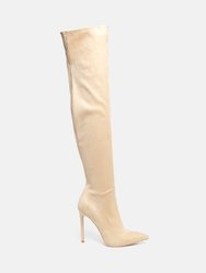 Tilera Stretch Over the Knee Stiletto Boots - Beige