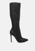 Tinkles Embossed High Heeled Calf Boots - Black