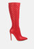 Tinkles Embossed High Heeled Calf Boots - Red