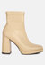 Tintin Square Toe Ankle Heeled Boots - Beige