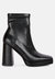 Tintin Square Toe Ankle Heeled Boots - Black