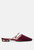 Turnon Velvet Diamante Detail Flat Mules - Burgundy