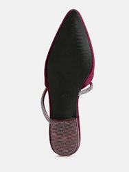 Turnon Velvet Diamante Detail Flat Mules